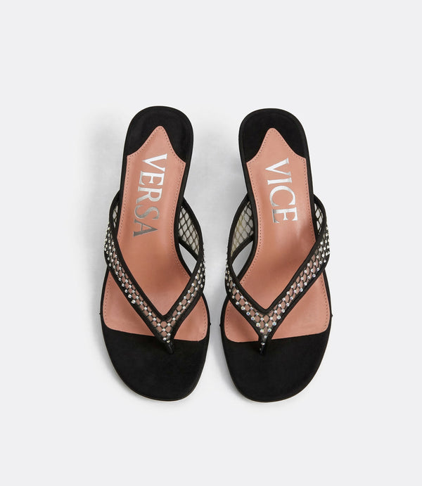 Margo Sandals en Malla de Cristal Negro