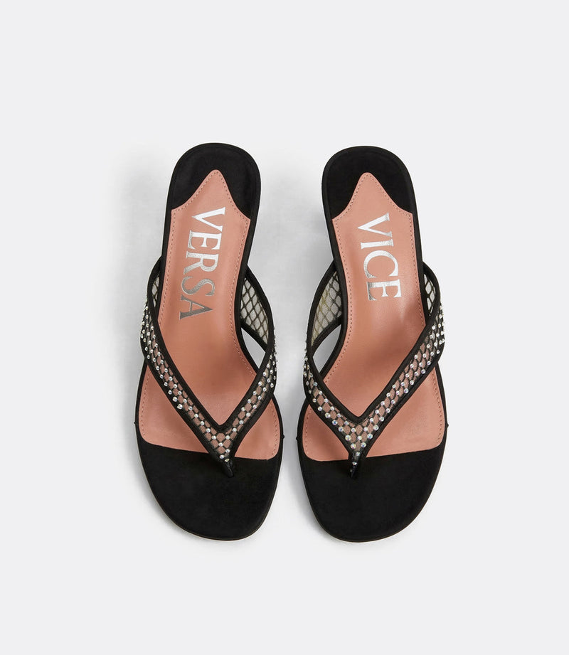 Margo Sandals en Malla de Cristal Negro