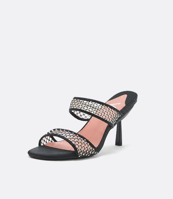 Mia Mules en Malla de Cristal Negro