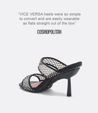 Mia Mules en Malla de Cristal Negro