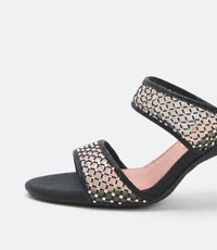 Mia Mules en Malla de Cristal Negro